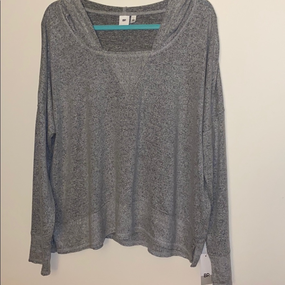 Grey hooded lightweight top